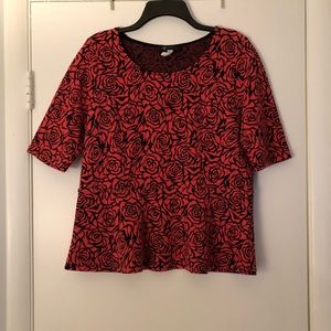 Coral Roses Peplum Top